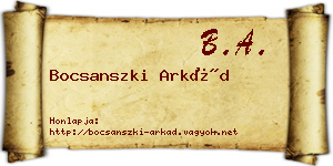 Bocsanszki Arkád névjegykártya